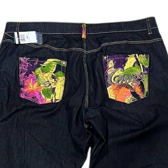 NWT Vintage Y2K Coogi Embroidered Floral Bling Logo Pocket Straight Leg Jeans - Picture 5 of 11